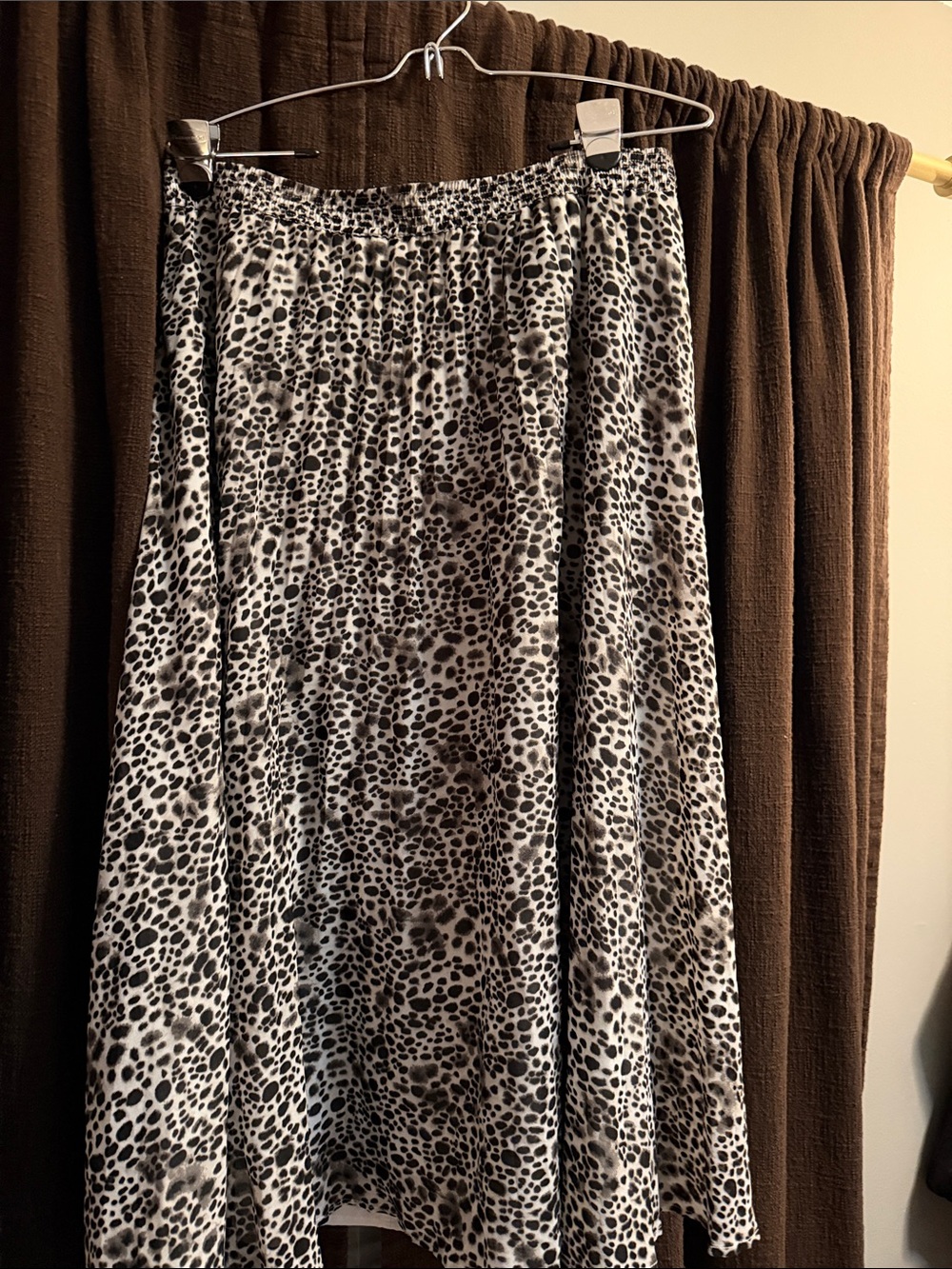 a new day Black and White Animal-Print Midi Skirt